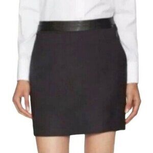 & Other Stories Womens Faux Leather Polyester Blend Black Mini Pencil Skirt 6